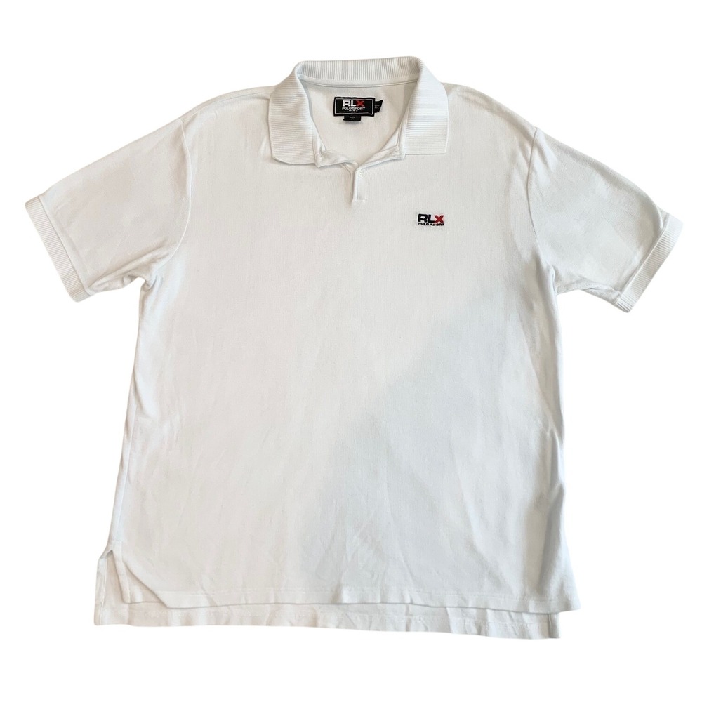 RLX Polo Sport Ralph Lauren Mens XXL White Waffle Knit Short Sleeve Polo Vintage